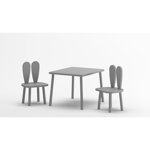 Nordville 3-tlg. Rechteckiges Kinder Tisch und Stuhl-Set Bunny